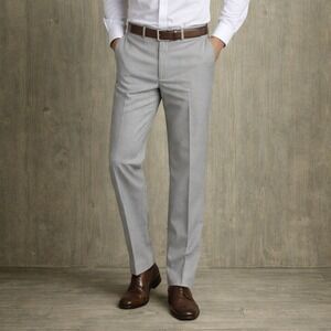 Haggar Gray Iron Free Premium Khaki Dress Pants Straight Fit Men's Size 36x32